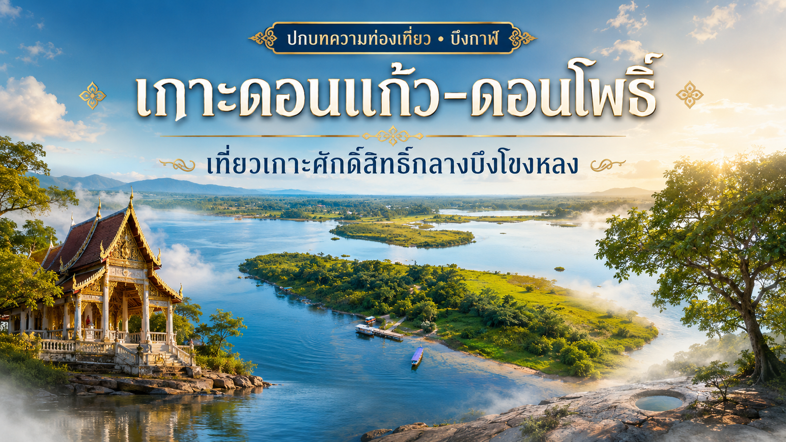 แบนเนอร์เกาะดอนแก้ว–ดอนโพธิ์ เกาะศักดิ์สิทธิ์กลางบึงโขงหลง